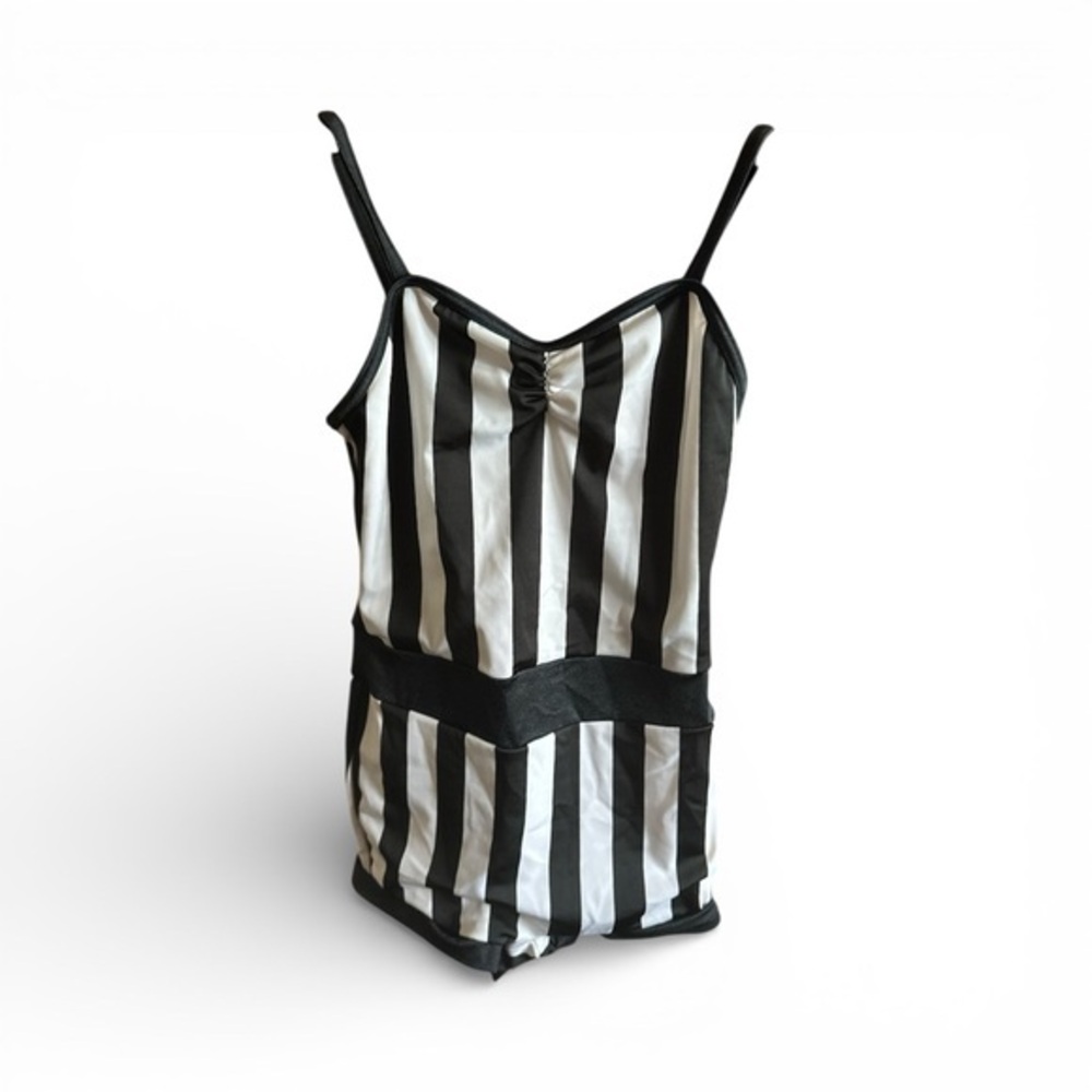 Weissman Black and White Striped Dance Leotard Retro Dancers Costume Size MC